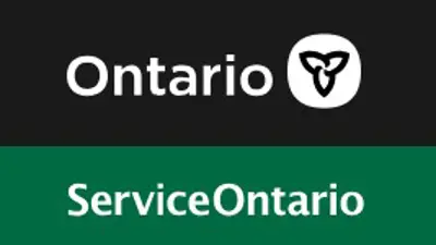 ServiceOntario on page with Ontario and the trillium symbol