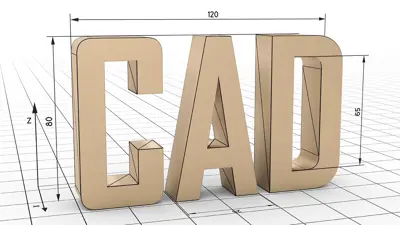 The letters CAD with a graphic design in the background