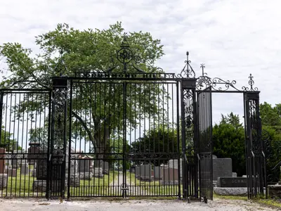 Drummond Hill Cemetery black iron gate