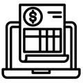 Icon of online bill or invoice on a laptop.