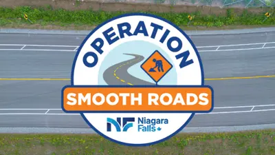 Decorative graphic for Operation Smooth Roads with the City of Niagara Falls logo