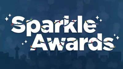 Sparkle Awards graphic. White text on dark blue blackground.