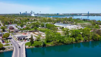Aerial view of bride from Chippawa area to north Niagara Falls