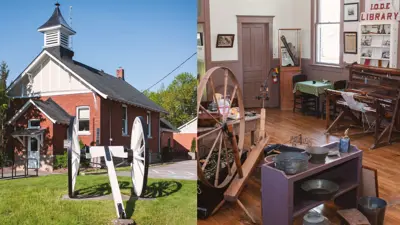 Exterior and interior of the Willoughby Historical Museum in Niagara Falls Ontario Canada.