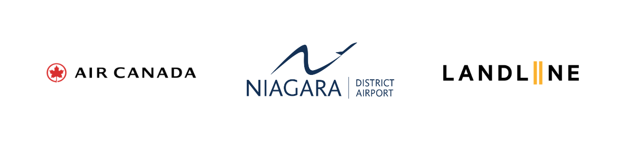 Logos for Air Canada, Niagara District Airport and The Landline Company