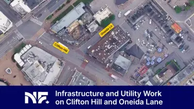 Infrastructure and utility work on Clifton Hill, Niagara Falls Canada.